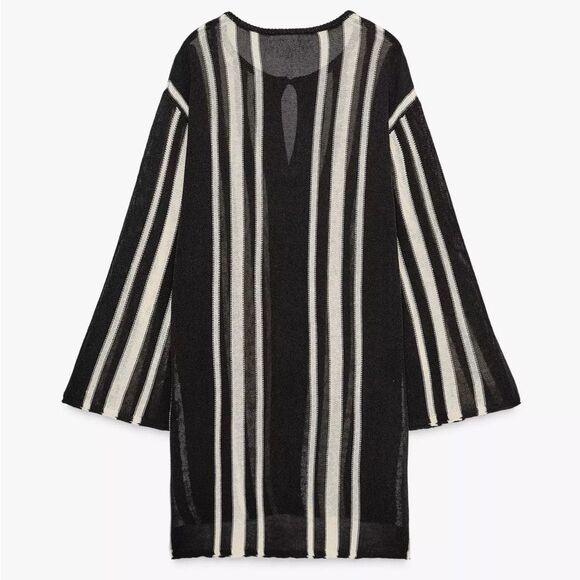 ZARA STRIPED KNIT TUNIC WITH LINEN - Picture 4 of 6